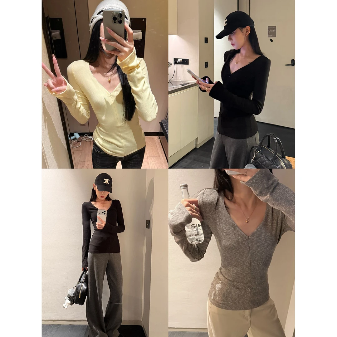 70不是七十【私服派对】秋冬韩版气质可调节领口针织上衣