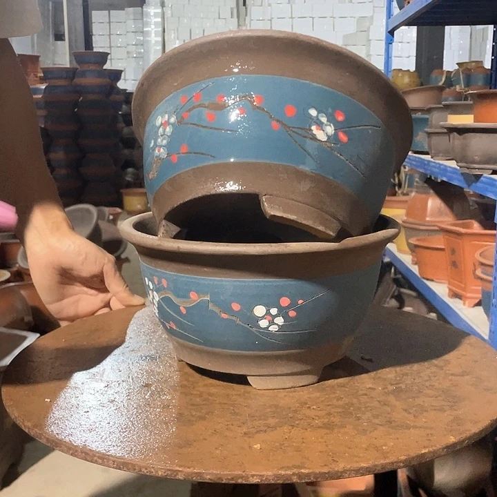 蓝色富贵点彩中号一对