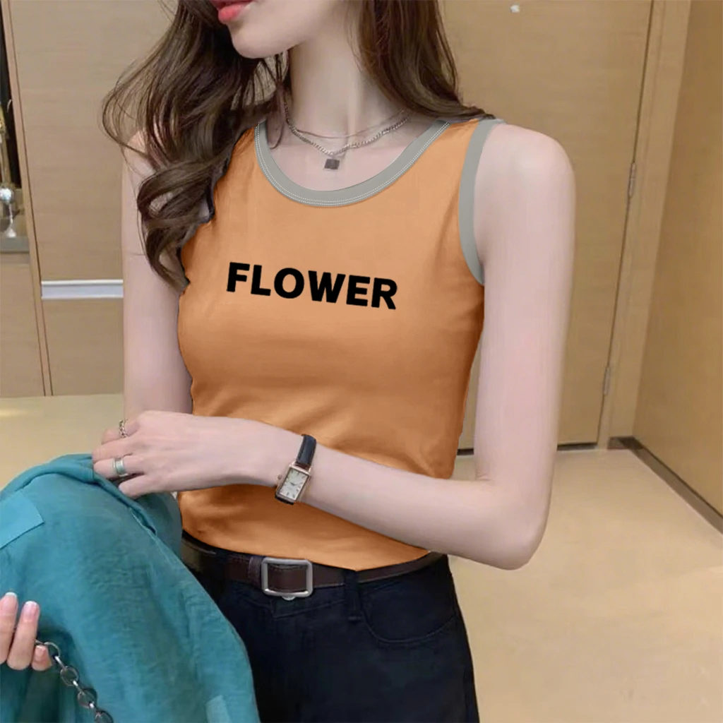 100%纯棉女背心打底吊带夏季时尚洋气无袖显瘦百搭运动上衣女士潮