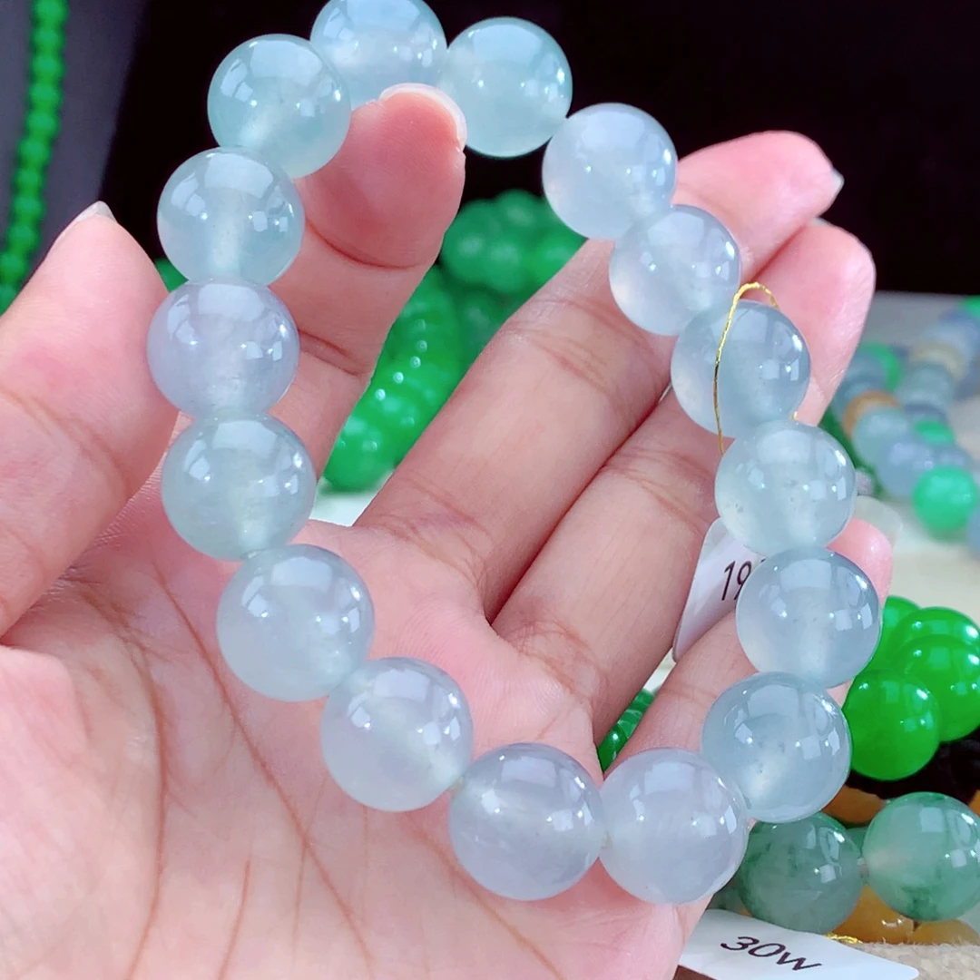 未镶嵌手链翡翠天然翡翠缅甸a货高冰种天空蓝手串