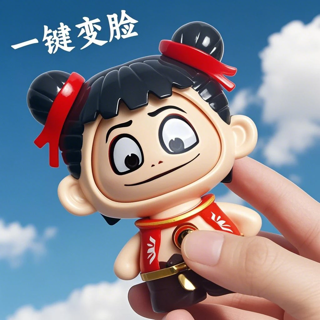 2025大号那吒变脸玩具按压变脸钥匙扣摆件魔童公仔玩偶挂件摆摊