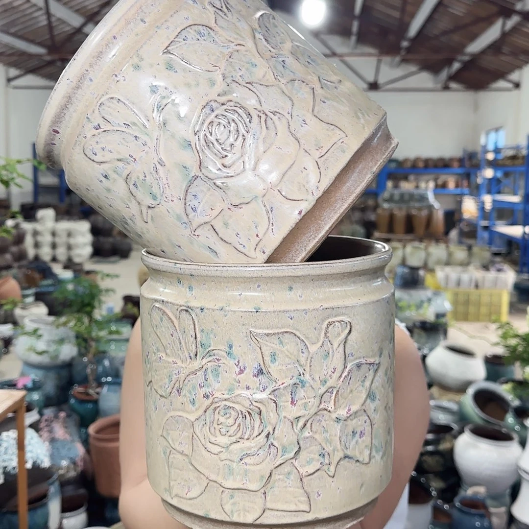 紫砂花盆高20口20