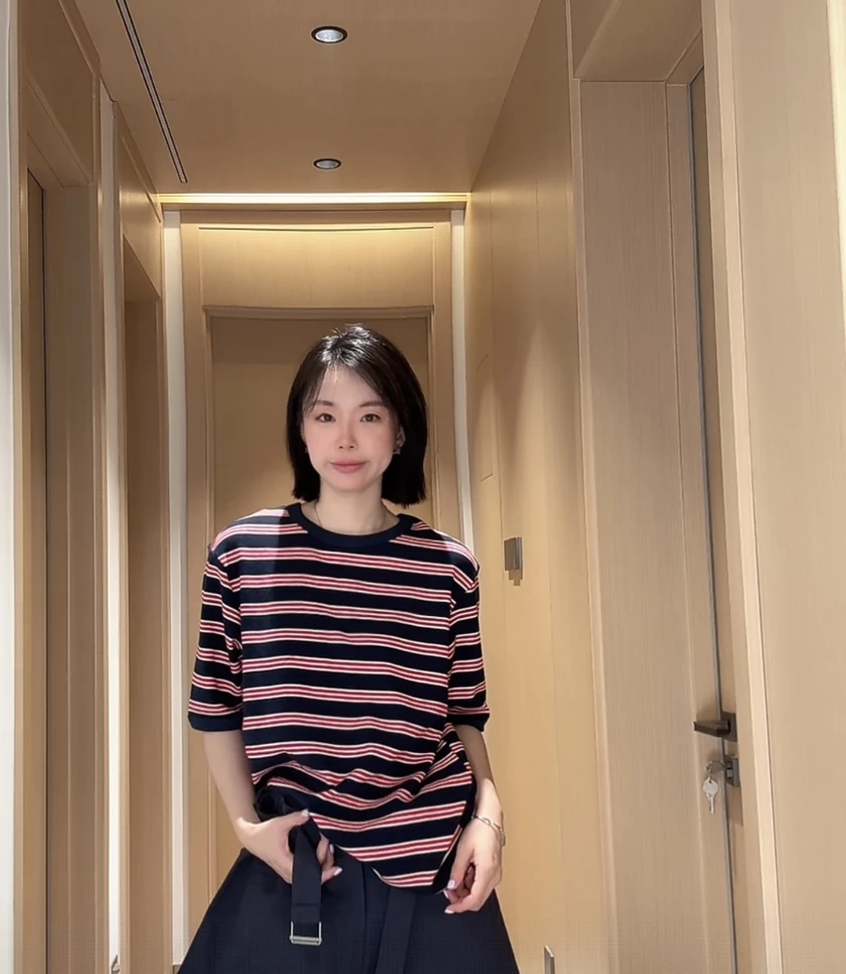 HUMSUN/禾木笙「海岛衫」miu系有机棉干爽柔感撞色彩条纹T恤 5B534