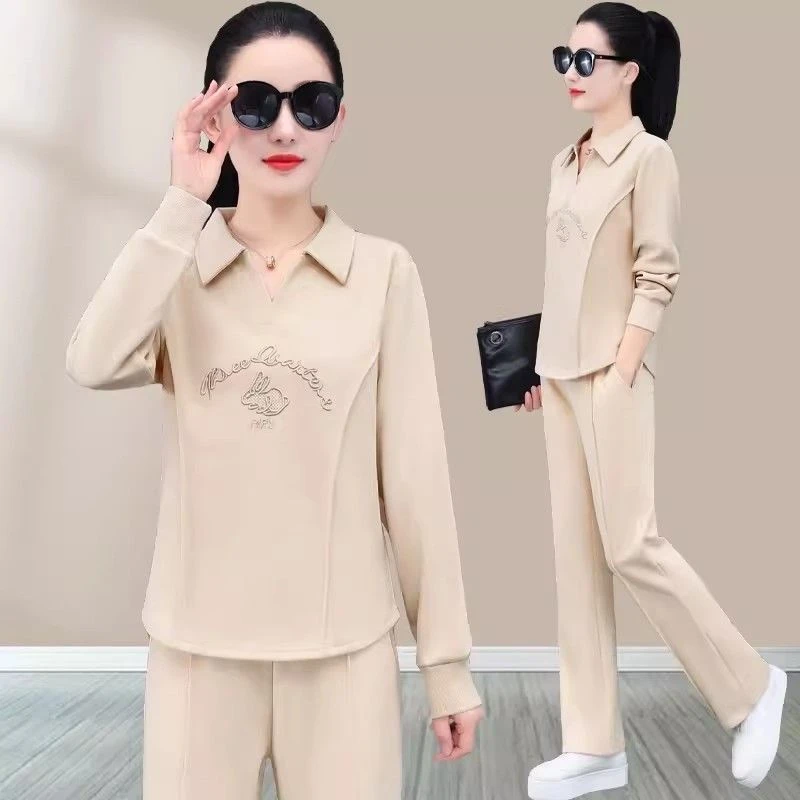 秋装搭配一整套时尚秋季新款女装套装大码休闲时髦洋气长裤两件套