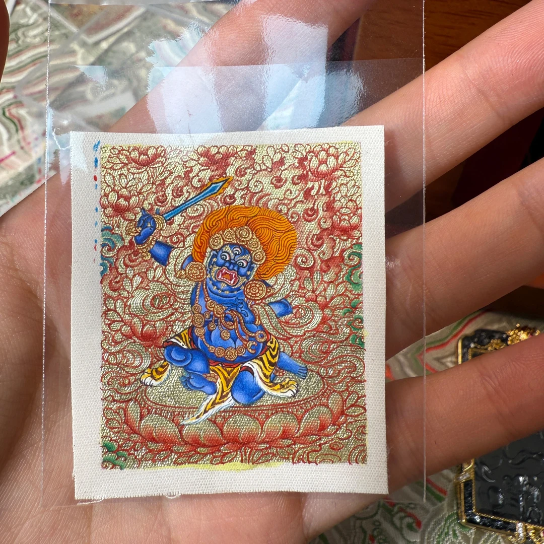 铜合金布艺吊坠 【金唐】热贡画师纯手绘唐卡矿物颜料唐卡吊坠