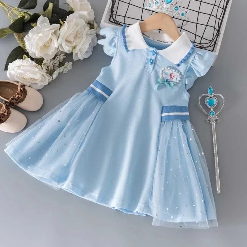 儿童连衣裙爱莎公主连衣裙夏季裙子儿童洋气漂亮连衣裙女童