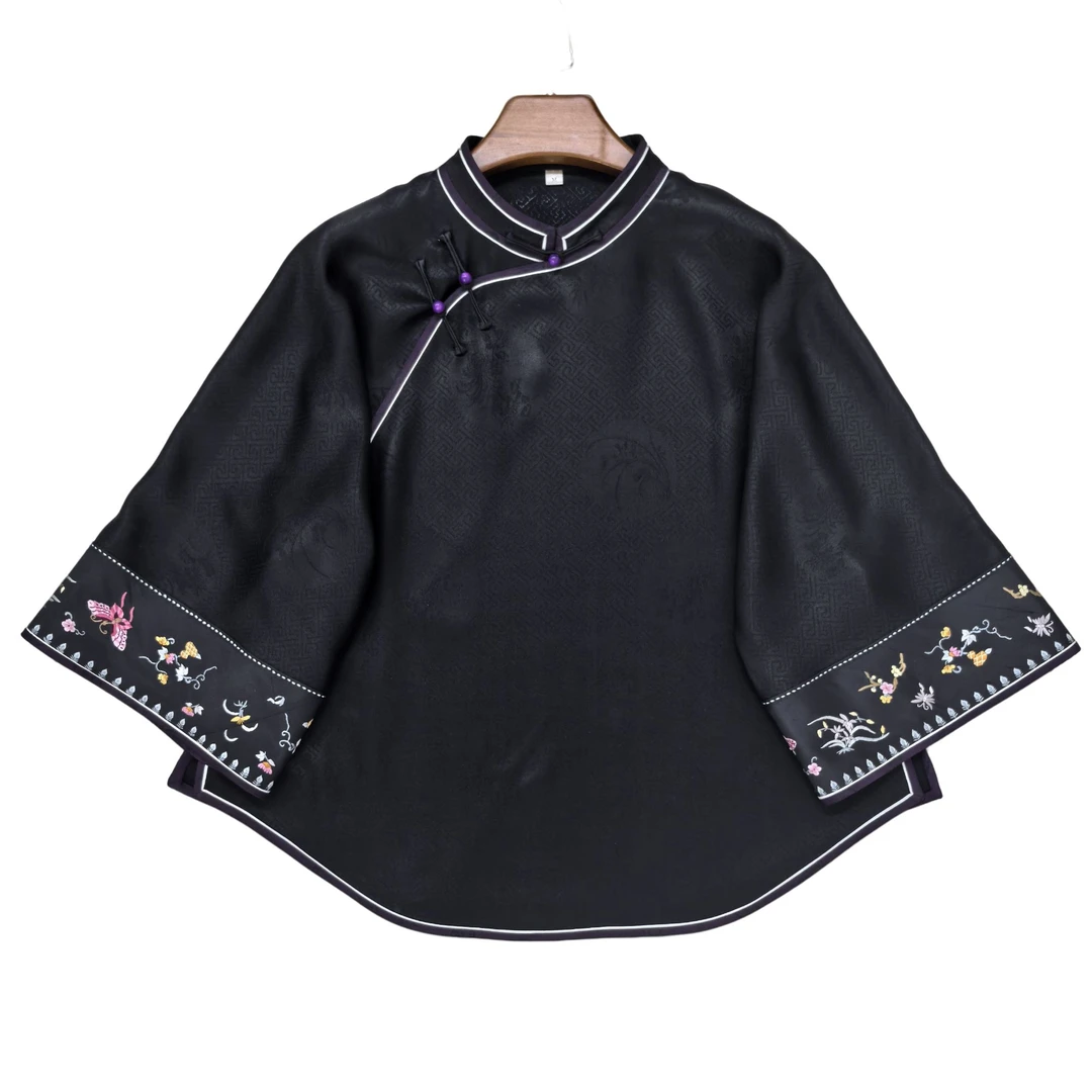 寨优袡【20252】香云纱花罗不易皱手绣姐姐服上衣