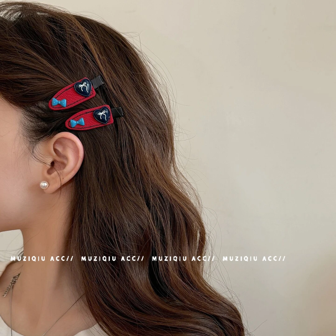 木子秋韩系甜酷爱心蝴蝶结刘海侧边夹高端时髦洋气复古百搭碎发夹