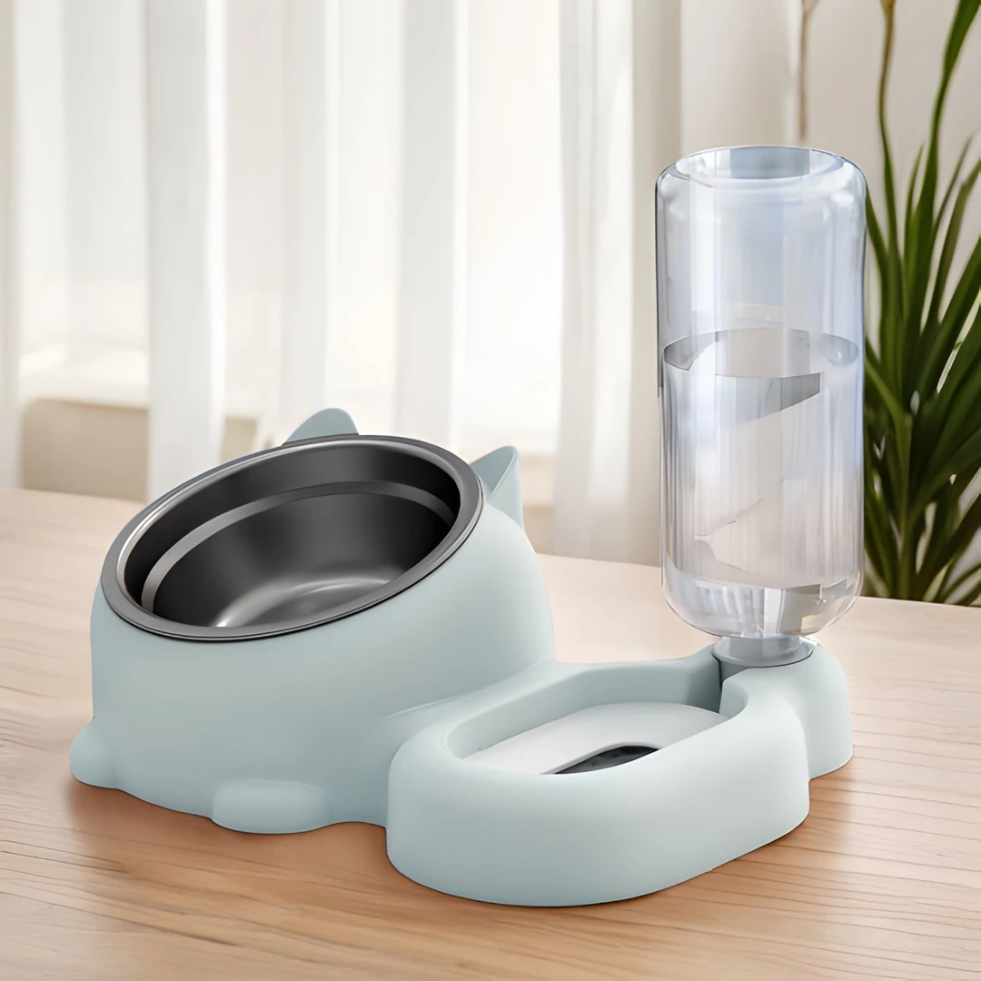 猫碗狗碗双碗一体自动饮水喂食二合一宠物护颈猫咪饭碗宠物用品LX