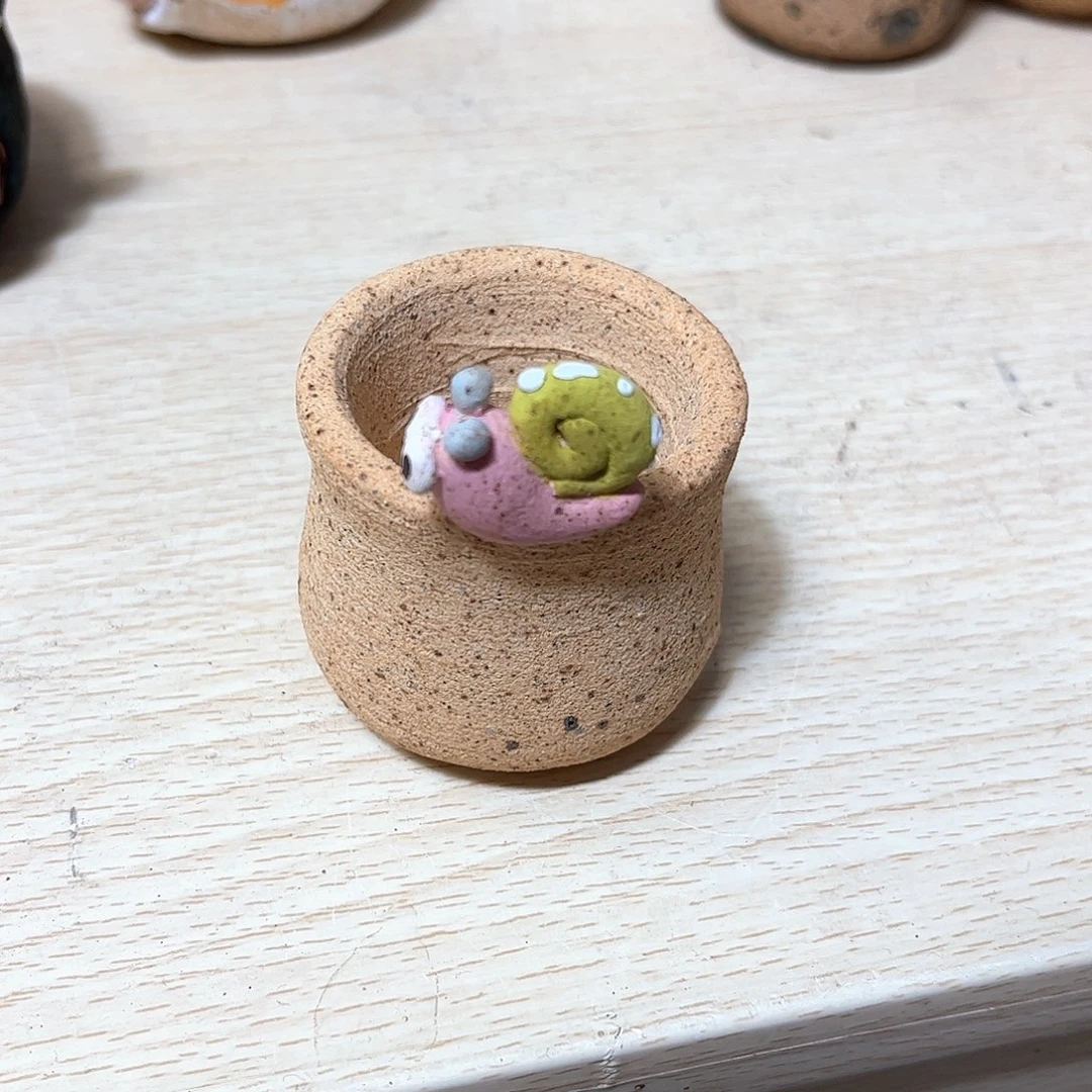 泥塑古镇炻陶花盆