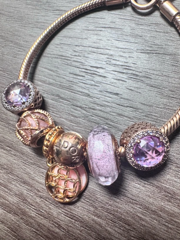 合金贝壳手链 中古手链轻奢紫色串珠手串吊坠手工合金项链时尚