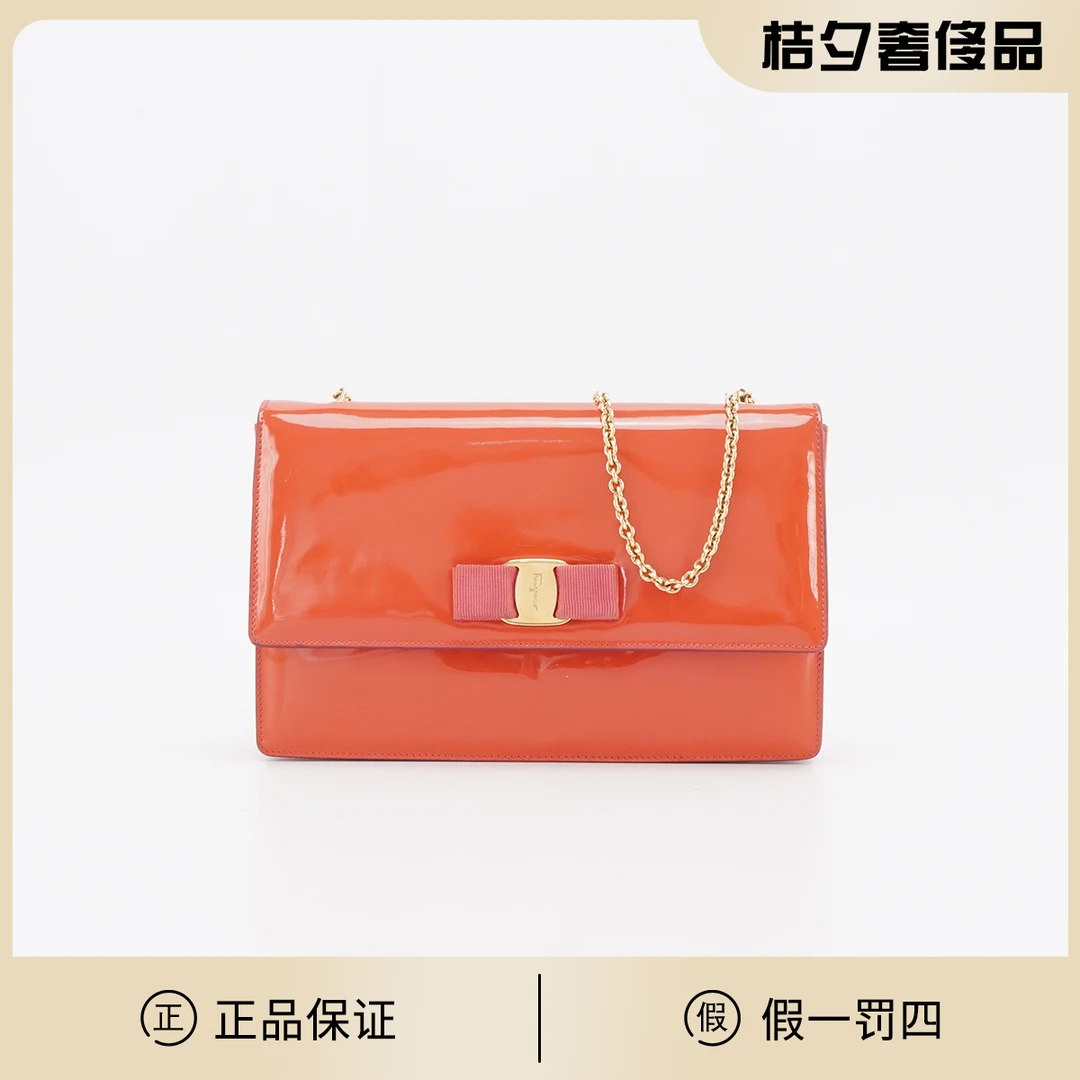 95新 FERRAGAMO/菲拉格慕 【静文】蝴蝶结链条包中号/BGG101000029