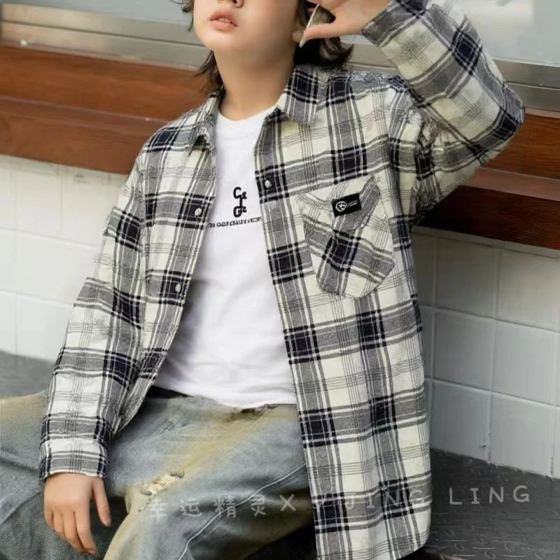 潮牌男童衬衫两件套