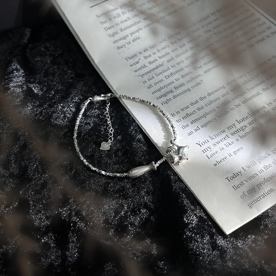 足银手链 【匠心银作】｜盘缠小鱼招“財”猫DIY款手链