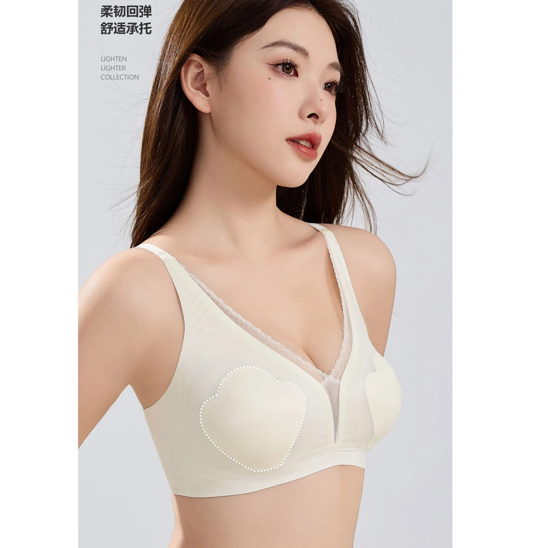 娇慕诗高光杯内衣缎面蕾丝舒适透气夏季超薄无痕丝滑显小女士文胸