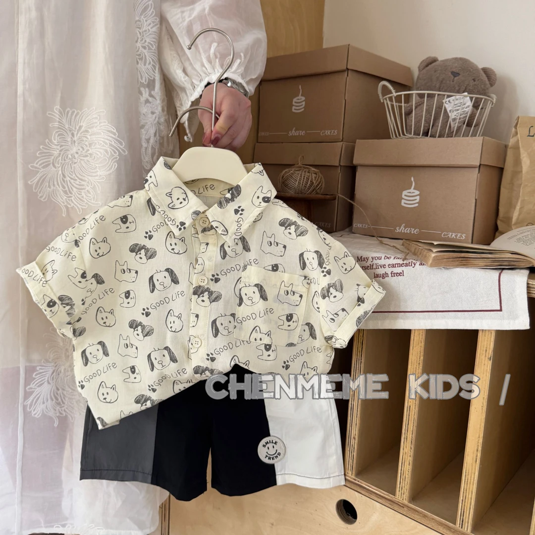 【韩巴巴】夏日新款男童精品套装时尚经典透气舒适出门必备男宝套装