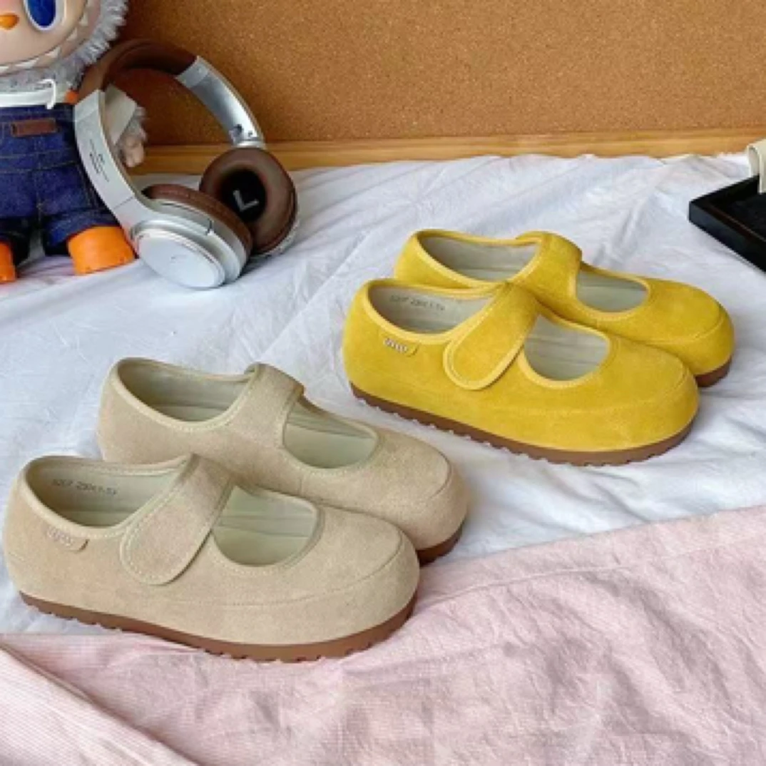 真皮勃肯玛丽珍鞋女2025夏季新款浅口魔术贴懒人鞋软底9916