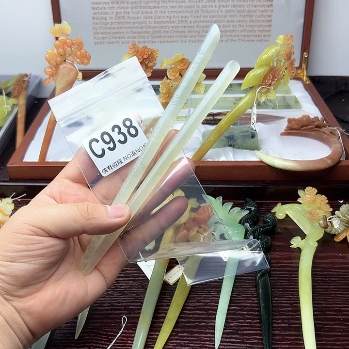 蛇纹石玉发饰合金n****5