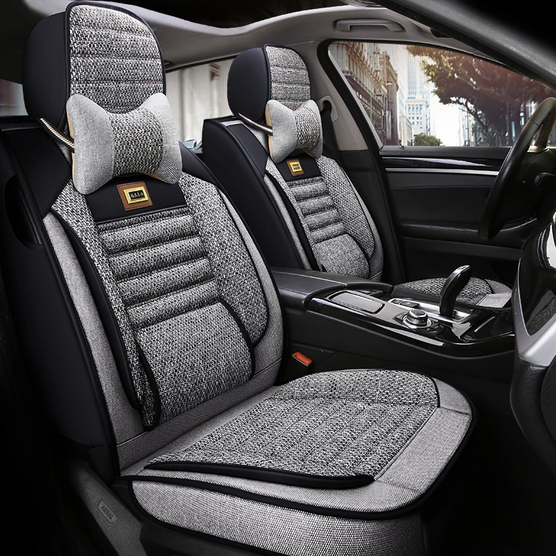 新款汽车坐垫粗麻全车五座四季通用亚麻座垫汽车座套车型齐全