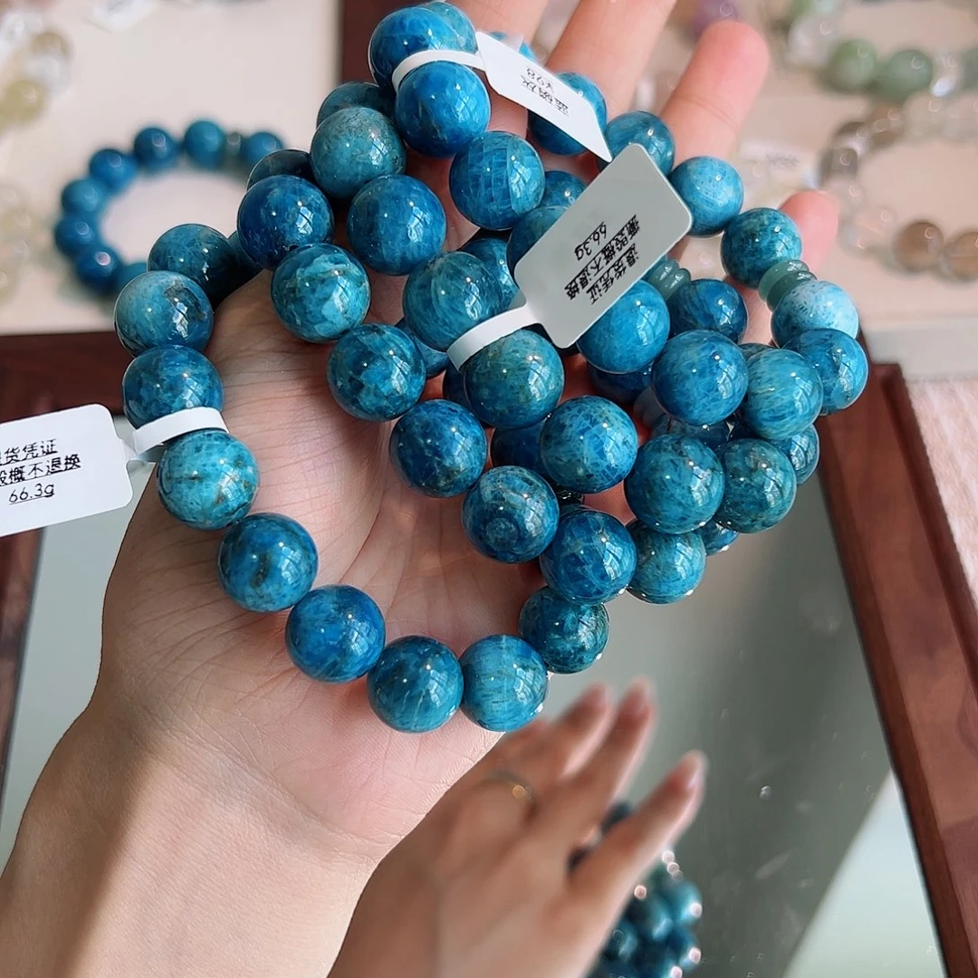 未镶嵌手链水晶猫眼蓝磷灰13m