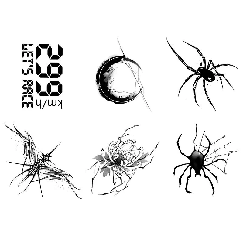 Y蜘蛛月亮手背】果汁草本纹身贴防水防汗持久299KM图案男女一套6张