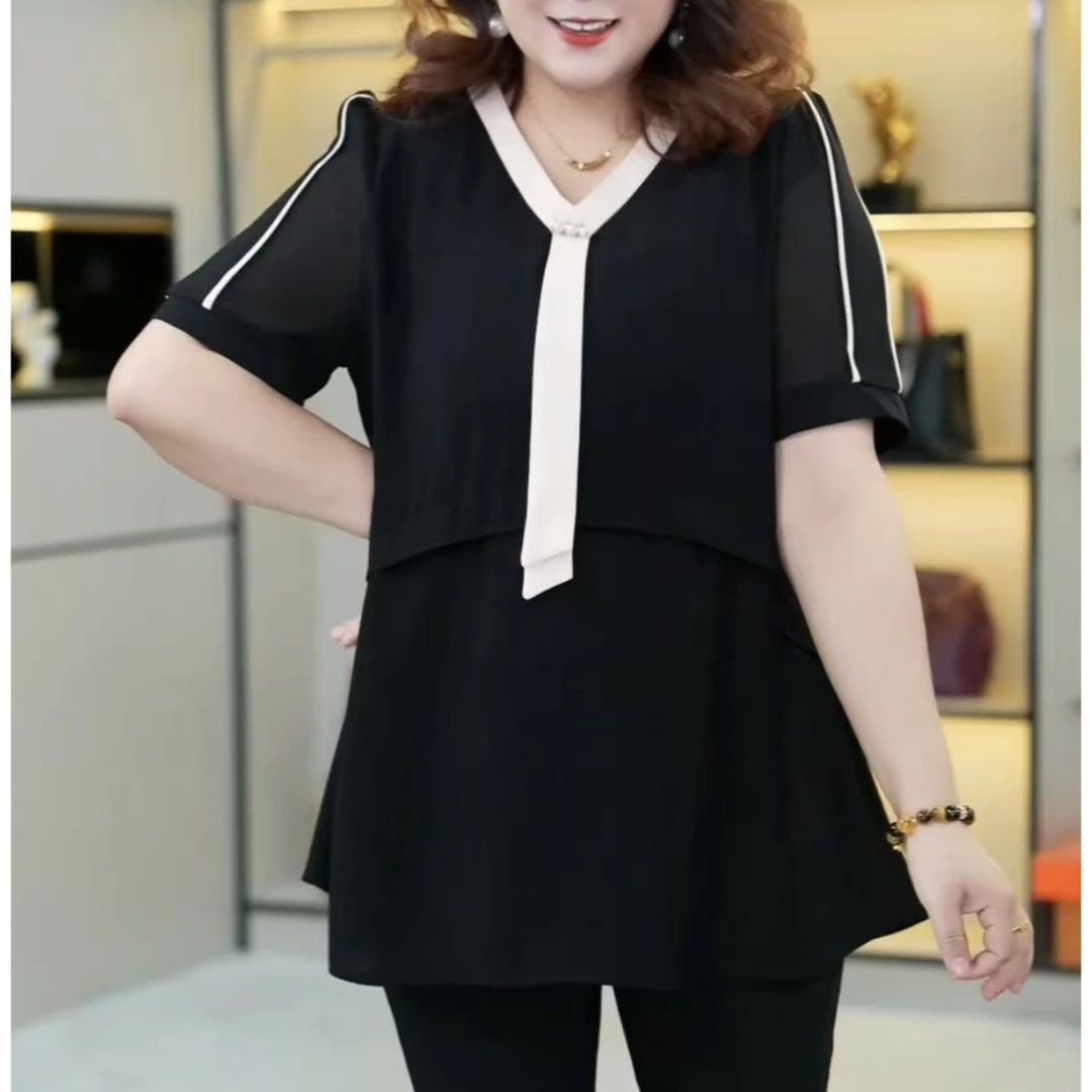 定制大码女装春季新款时尚洋气显瘦遮肉百搭优雅上衣250601