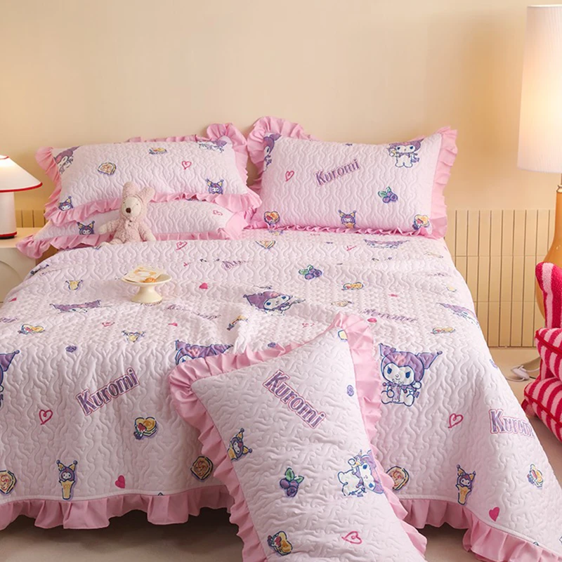 新款全棉三丽鸥花边款床盖儿童卡通床单纯棉a类母婴韩式风单人床