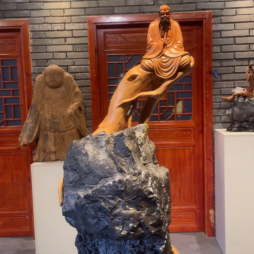 香榧木精品达摩根包石作品精品达摩根包石摆件