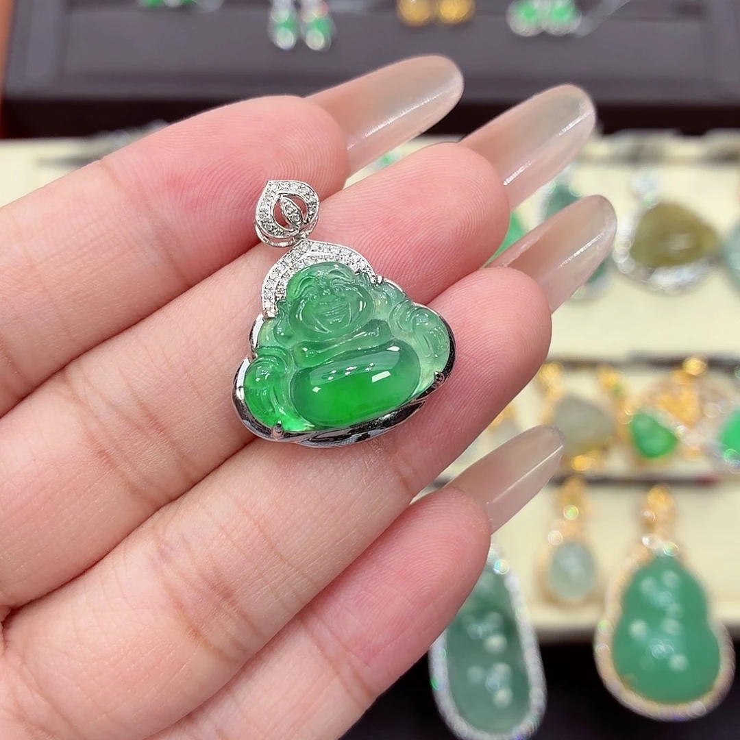翡翠18K金镶嵌吊坠(不含链)