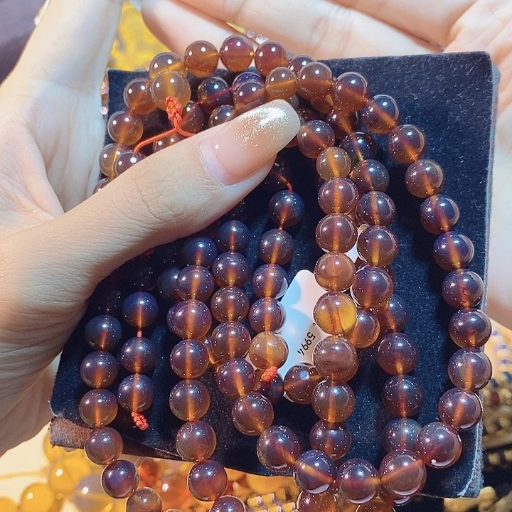 琥珀未镶嵌珠宝奇石紫罗兰佛珠8