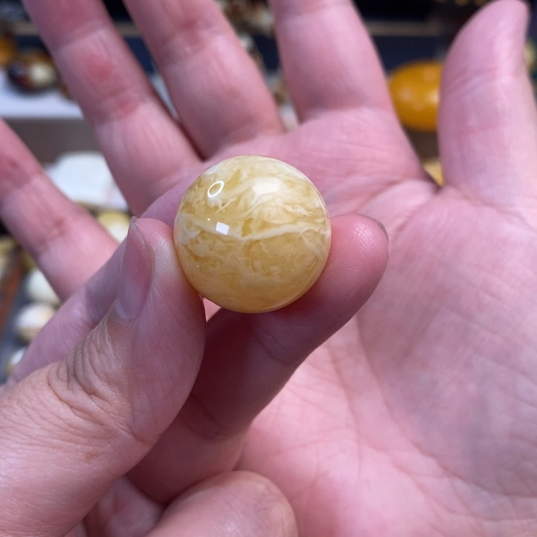 未镶嵌琥珀裸石虎皮纹圆珠21