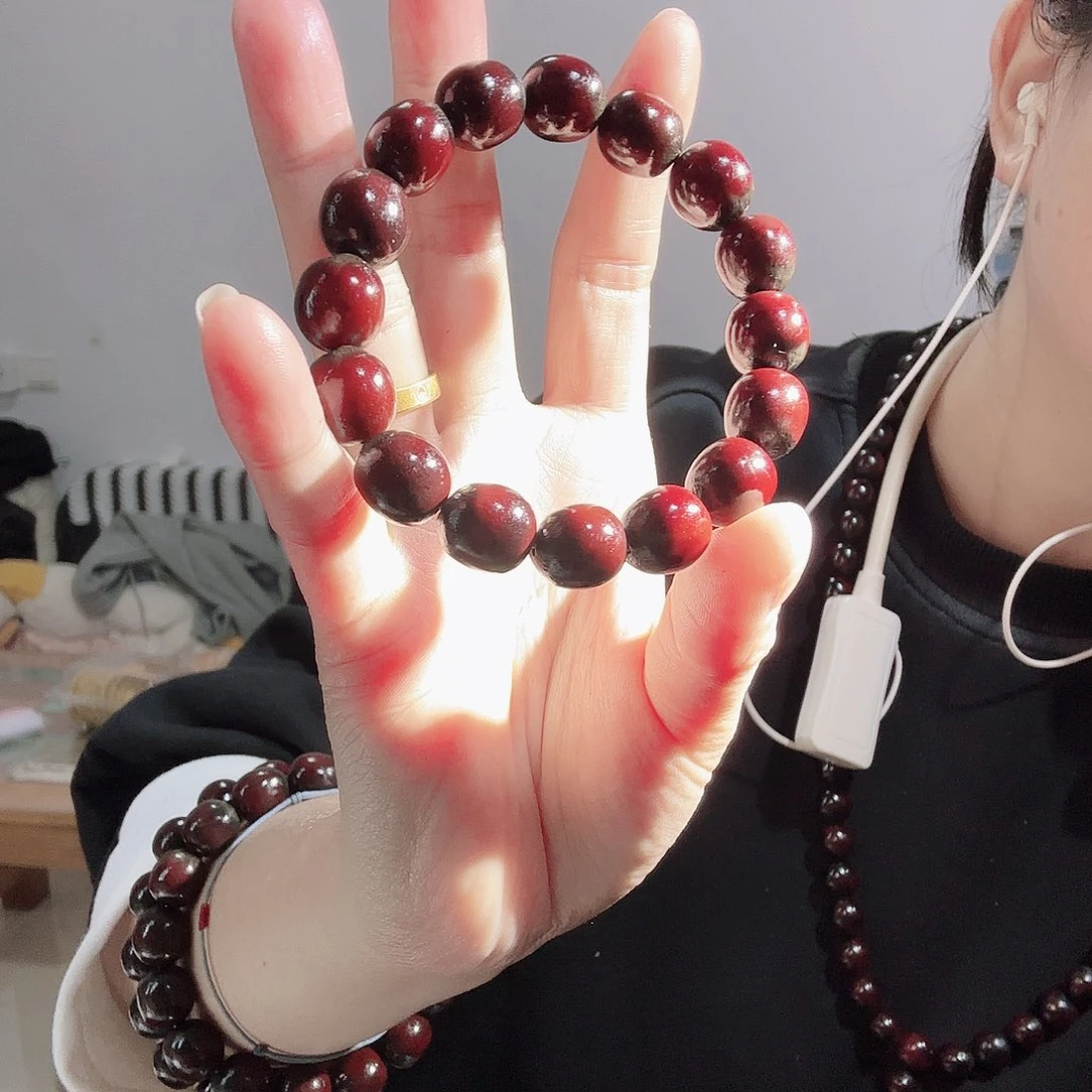 《***》草珠菩提吊坠无患子陈年红色水桶珠16颗手串