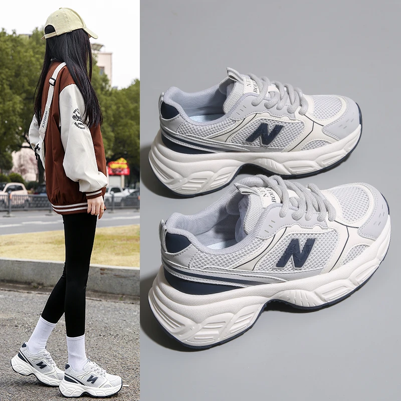 NEW BOLUNE/新百伦女款春夏透气休闲网面潮流网红老爹鞋