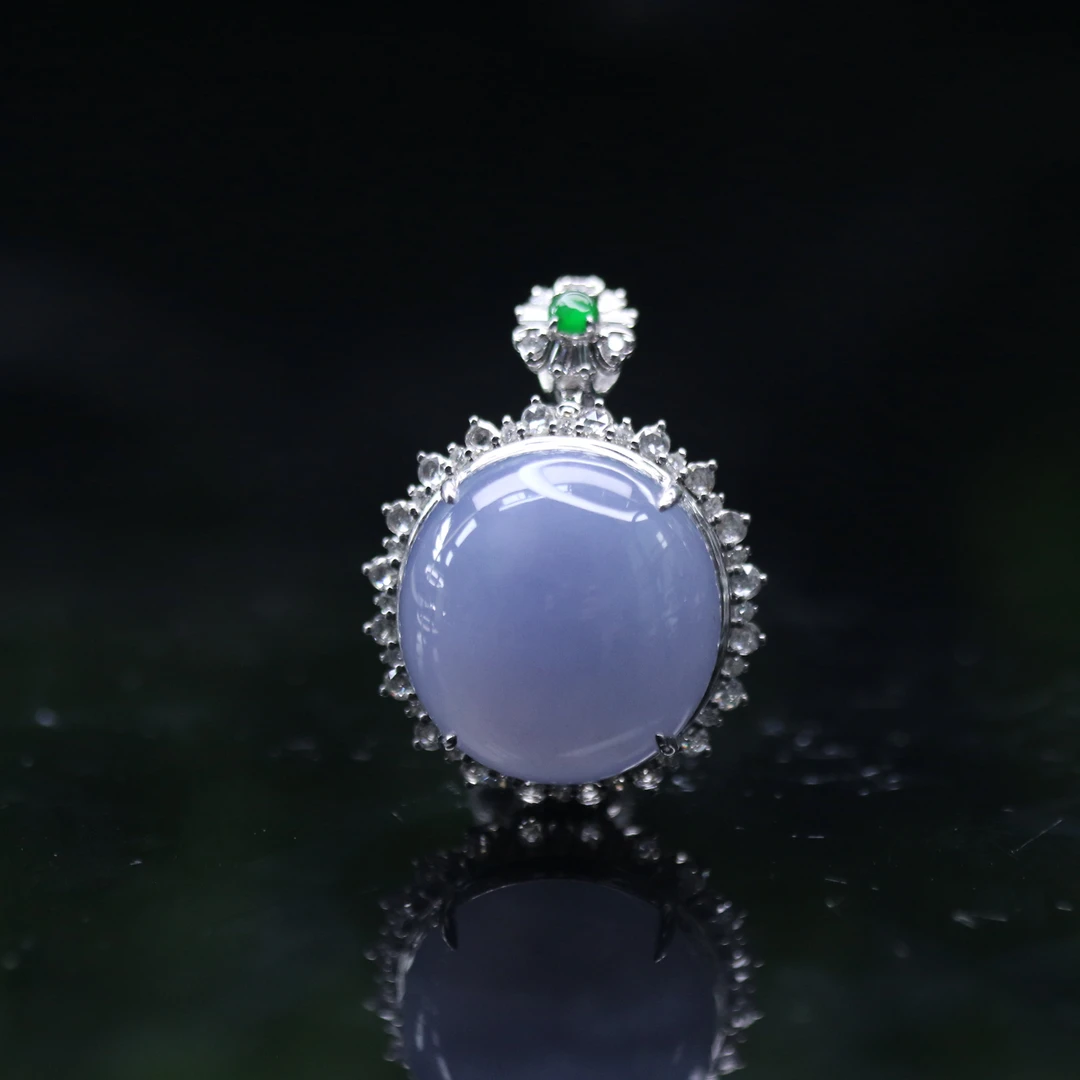 37天然缅甸翡翠A货18k紫蛋面吊坠/100162/上海嘉禾拍卖