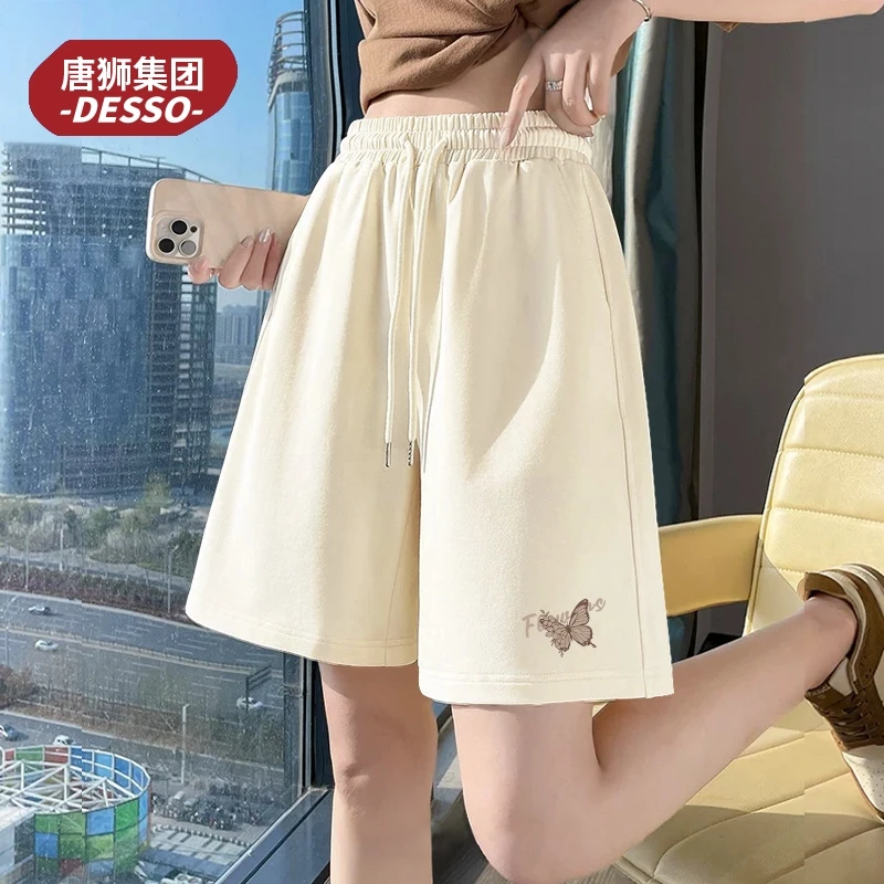 唐狮集团desso短裤女外穿夏2025新款学院风休闲直筒裤纯棉五分裤