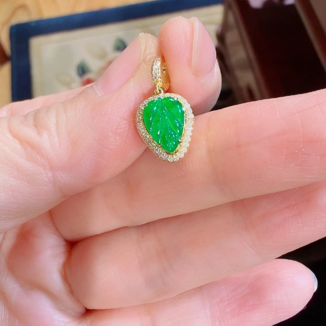 翡翠18K金镶嵌吊坠(不含链)吊坠