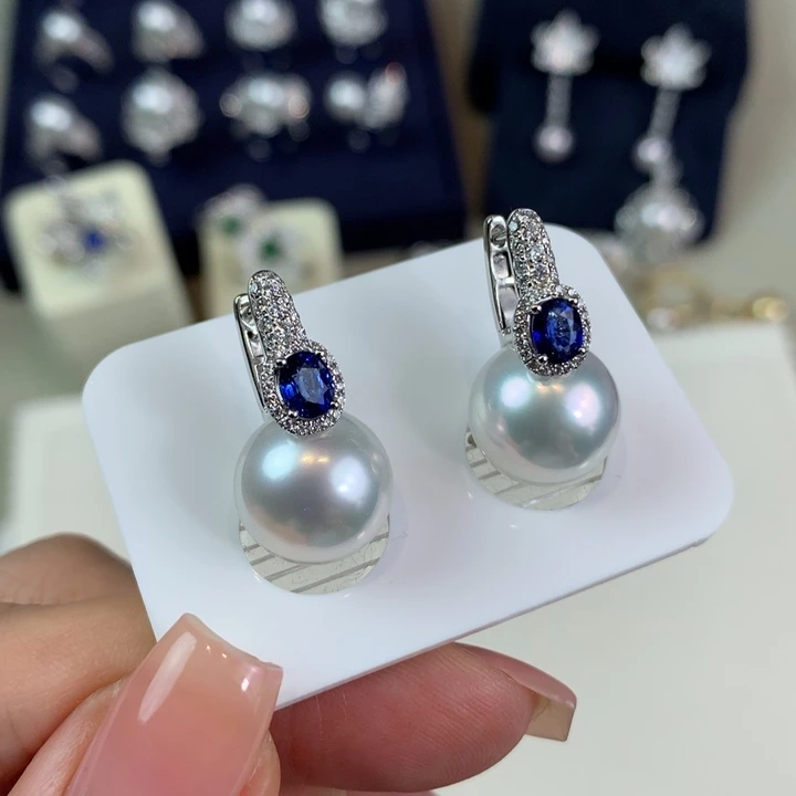 海水珍珠耳饰18K金镶嵌卓*康12-13mm 付尾款3000