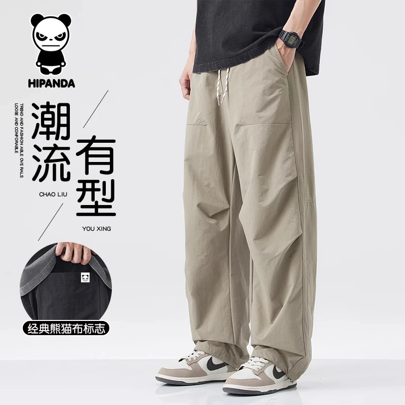 HiPanda夏季薄款日系夏季立体剪裁休闲裤潮流直筒宽松阔腿百搭ins