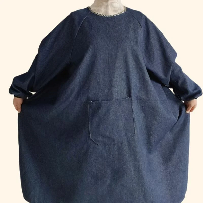 牛仔罩衣电焊牛仔工作服男加厚防烫耐磨建筑工地汽修劳保宽松大褂