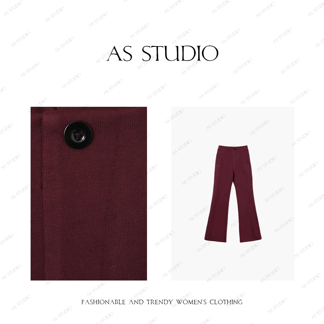 【AS享瘦】24新原创设计片裁加绒修身显瘦微喇裤AS24DKU3414