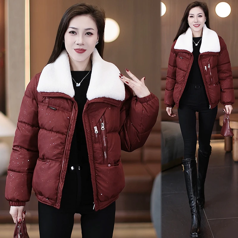 时尚毛领棉衣女冬季新款气质减龄小个子洋气宽松百搭保暖棉服外套