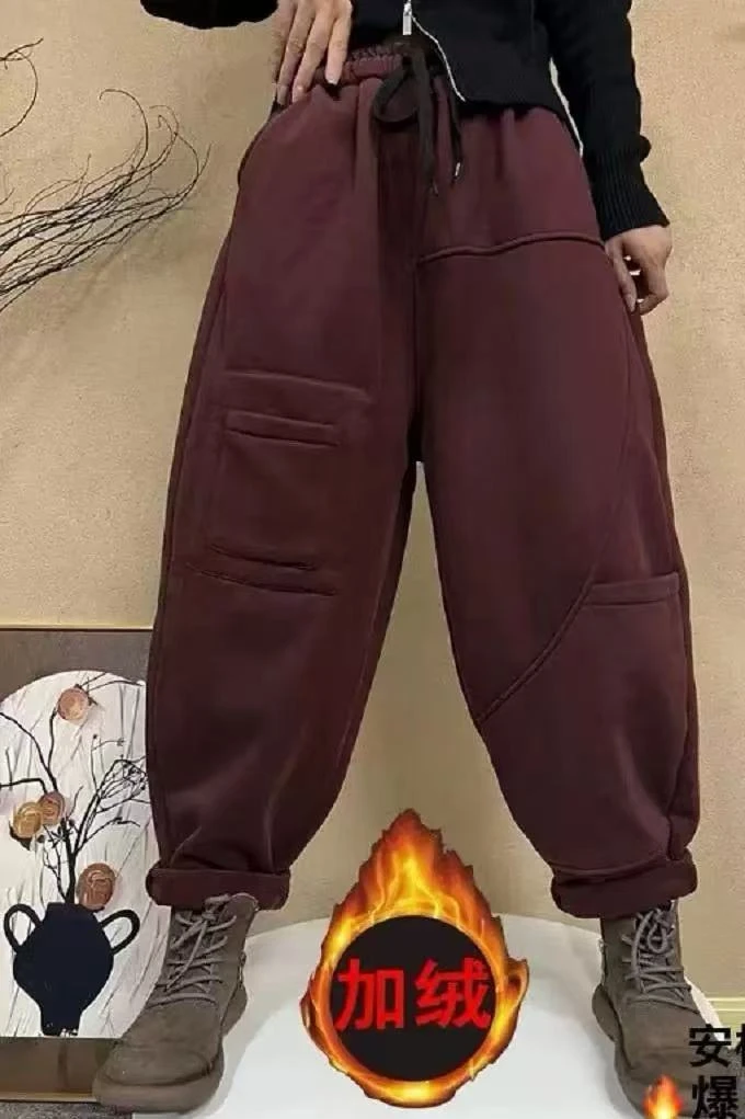 拼接口袋加绒加厚卫裤03112