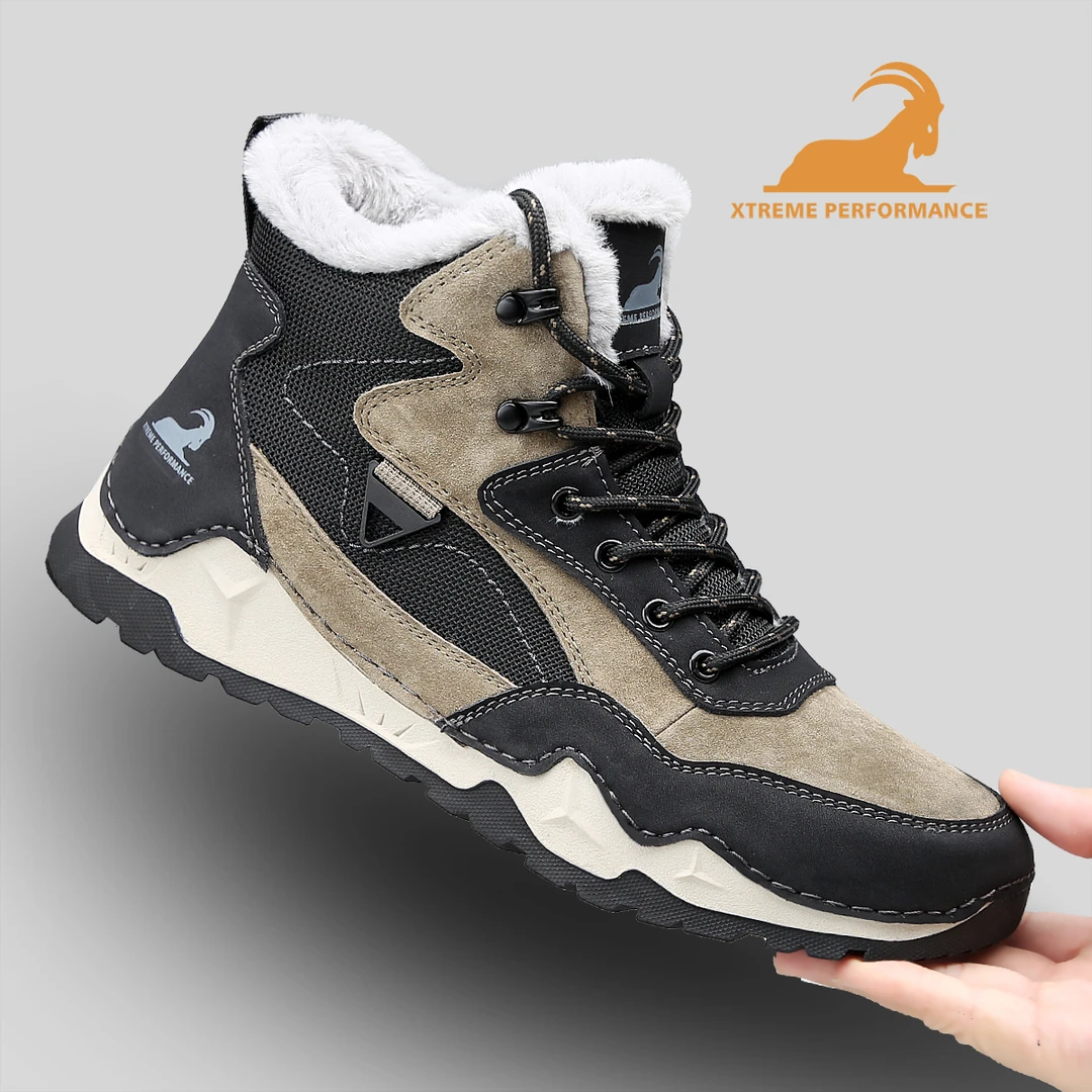 公羊雪地靴男士2025新款冬季男鞋保暖东北大棉鞋加绒加厚工装靴男