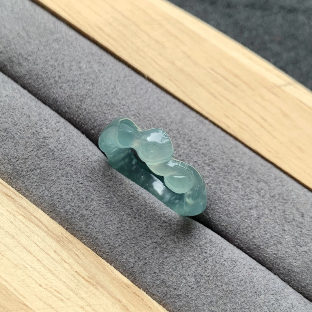 天然翡翠a货蛇戒冰种蓝水指环时尚个性小众戒指男女情侣对戒