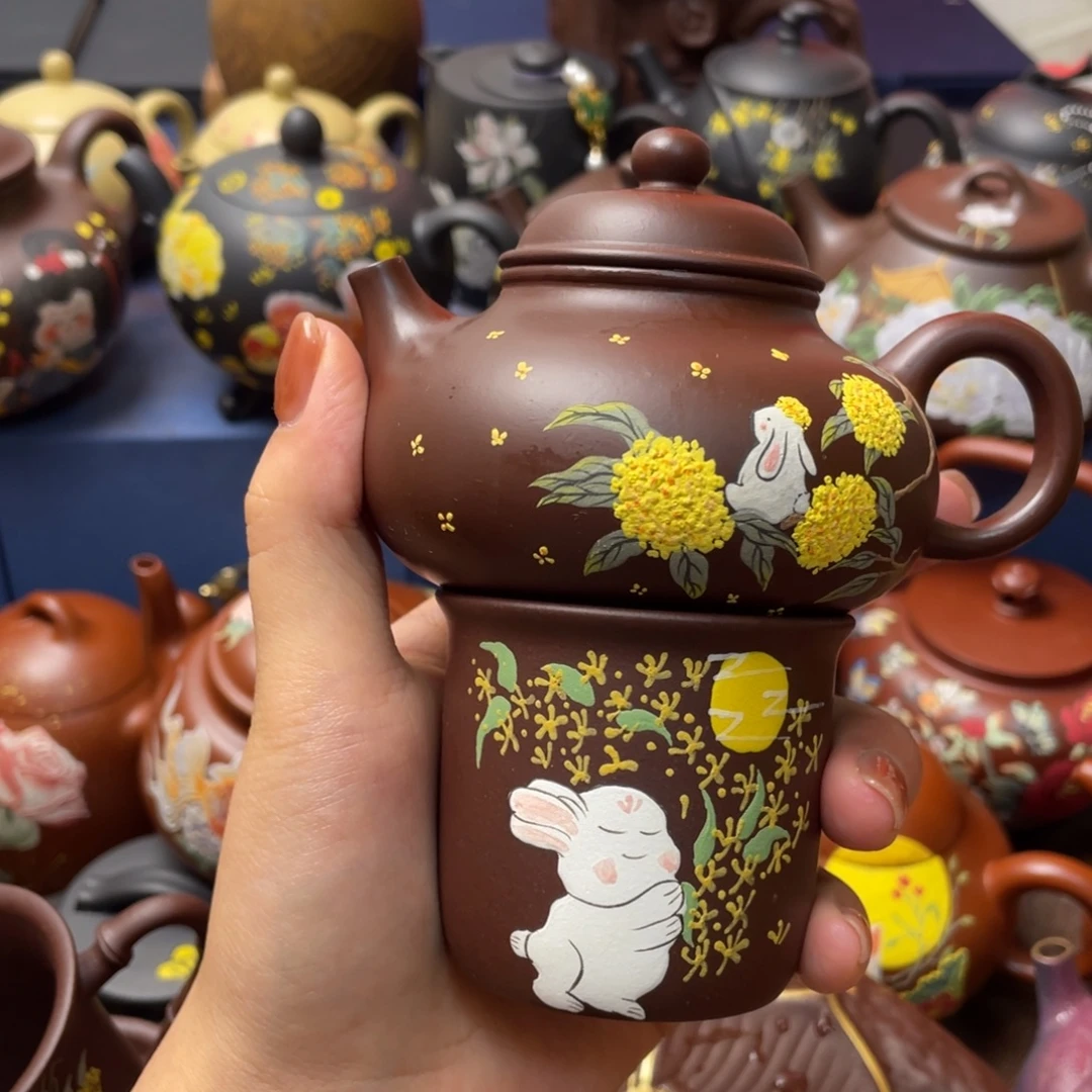 紫泥茶杯紫砂主人杯160cc