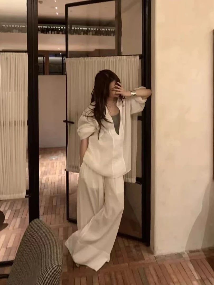 Balance皱感松紧腰显瘦阔腿裤 7736（福福）