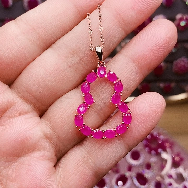 颈饰红宝石银S925镶嵌