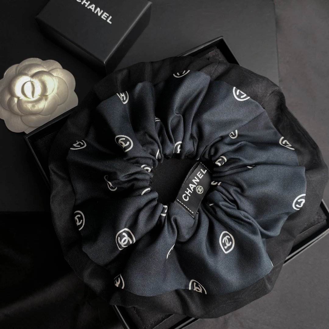 未使用 Chanel/香奈儿 FL 经典双C 黑色双层logo发圈 S5693