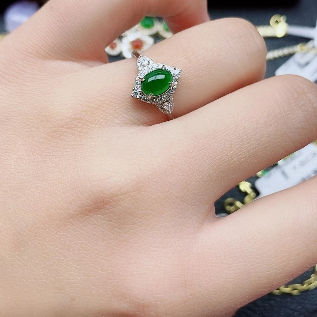 银S925镶嵌戒指翡翠
