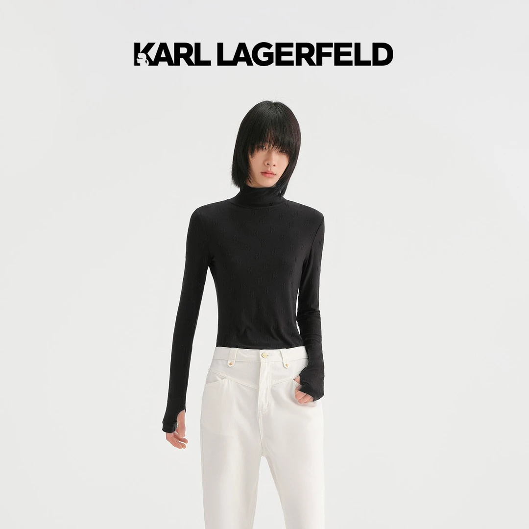 【官方】KARL LAGERFELD卡尔拉格斐秋KL提花高领针织套头衫M26E1701